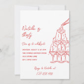 Foto Handgezeichneter Champagnerturm 30 Geburtstag Einladung (Vorderseite)