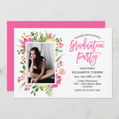 Foto Handschrift Abschluss Blumenschrift Einladung (Vorne/Hinten)