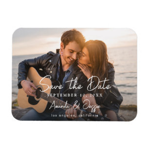 Foto - Handschrift Horizontal Save-the-Date 3 Magnet