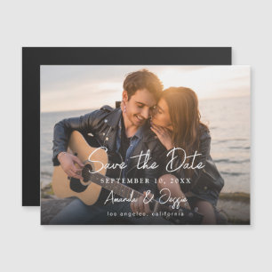 Foto - Handschrift Horizontal Save the Date 3B Magnetkarte