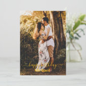 Foto Happy Birthday Card Ankündigung (Stehend Vorderseite)