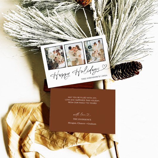 Foto Happy Holidays Card, Moderne frohe Weihnachte Einladung