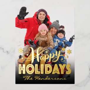 Foto Happy Holidays Gold Folien Feiertagspostkarte