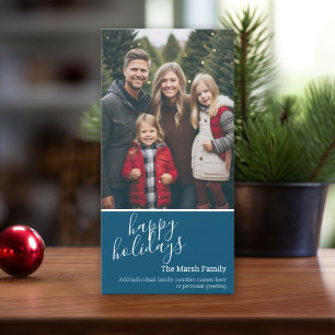 Foto - Happy Holidays mit 1 großen Foto Blue Feiertagskarte