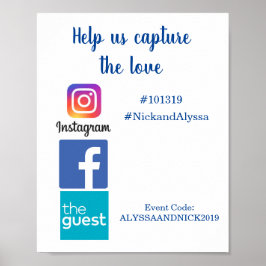 Foto-Hashtag-Hochzeitsinformationen Poster