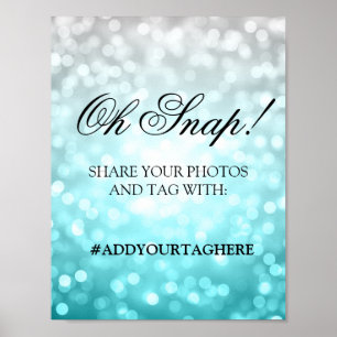 Foto Hashtag Wedding Sign Beach Ombre Lights Poster