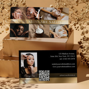 Foto-Hautpflege-Esthetiker-Monogramm Schwarz Gold Visitenkarte