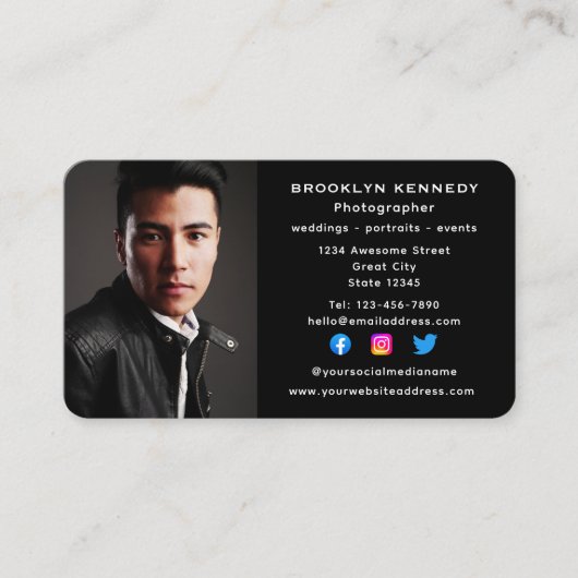 Foto-Headshot von Social Media Freelance Fotograf Visitenkarte (Vorderseite)