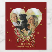 Foto Heart Gold Glitzer Star Weinetikett (Einzelnes Label)