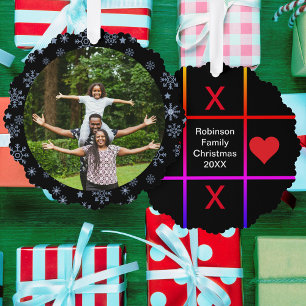 Foto Heart Hugs & Kisses Tic Tac Toe Paper Ornament Karte