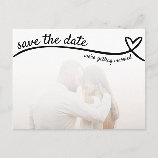 Foto Heart Line Cute Wedding Save the Date Postkarte (Vorderseite)