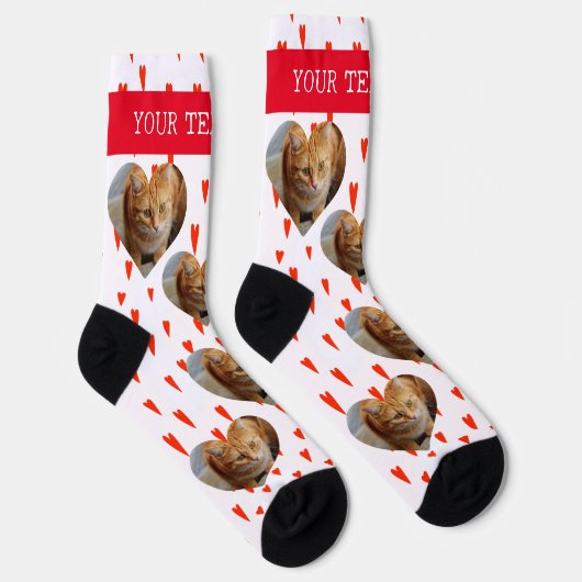 Foto Heart Pet Katze Personalisiert Socken (Rechts)