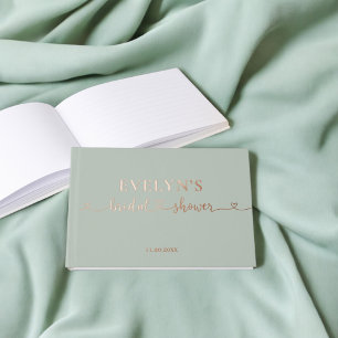 Foto Heart Script Brautparty Sage Green Gästebuch