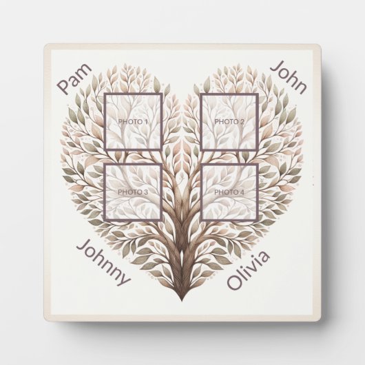Foto Heart Vier Fotos hinzufügen Fotoplatte (Vorderseite)