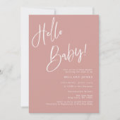 Foto Hello Baby Dusty Pink/Rose Boho Kinderdusche Einladung (Vorderseite)