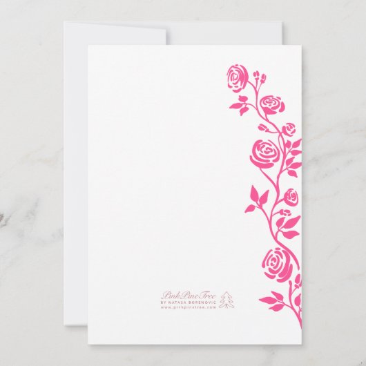 Foto Hellrosa Handgezeichnete Rose Romantische Ein Save The Date (Rückseite)