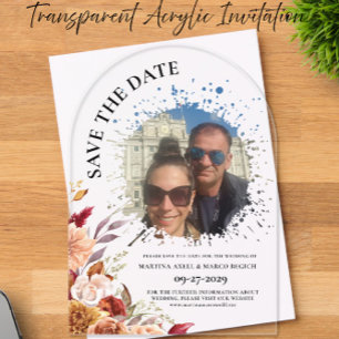 Foto Herbst Blumen Save-the-Date Klar Acryleinladungen