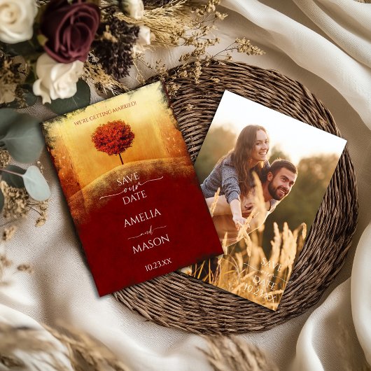 Foto-Herbstbaum-Speichern Sie das Datum Save The Date