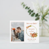 Foto Herbstkürme fallen Save the Date Ankündigungspostkarte (Stehend Vorderseite)