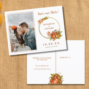 Foto Herbstkürme fallen Save the Date Ankündigungspostkarte