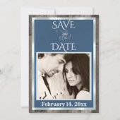 Foto & Herz - Blau Save The Date (Vorderseite)