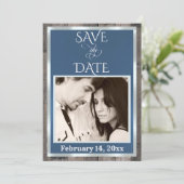 Foto & Herz - Blau Save The Date (Stehend Vorderseite)
