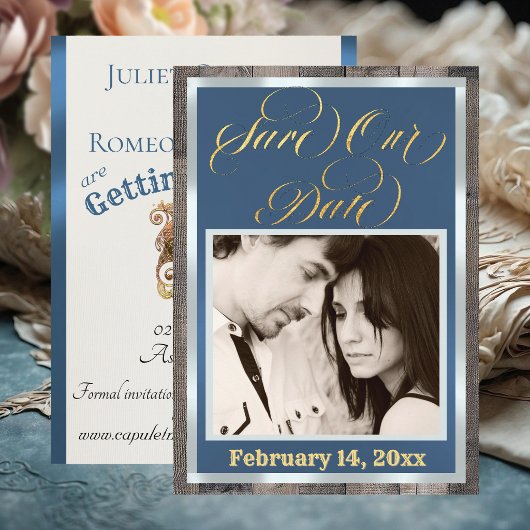 Foto & Herz - Blau Save The Date