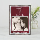 Foto & Herz - Burgund Save The Date (Stehend Vorderseite)