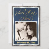 Foto & Herz - Dunkelblau Save The Date (Vorderseite)