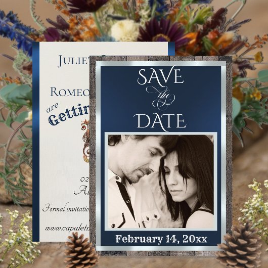 Foto & Herz - Dunkelblau Save The Date