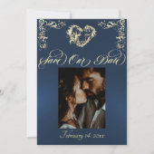 Foto & Herz Monogramm - Blau Save The Date (Vorderseite)