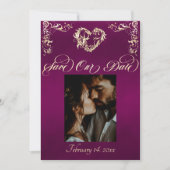 Foto & Herz-Monogramm - Pflaume Save The Date (Vorderseite)