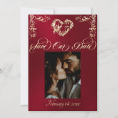 Foto & Herz Monogramm - Rot Save The Date (Vorderseite)