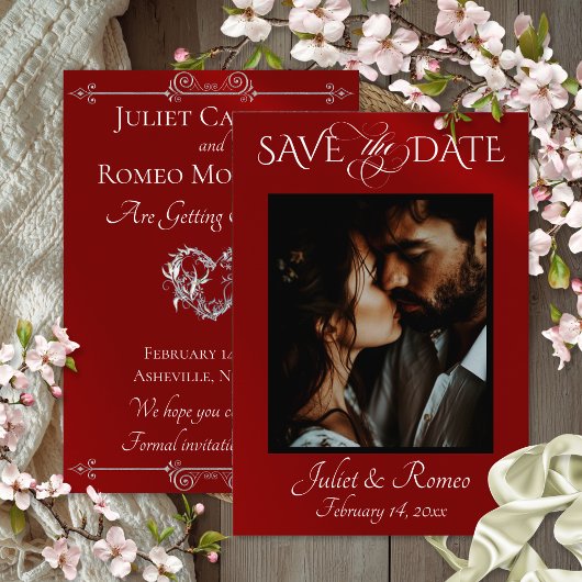 Foto & Herz rettet das Datum auf Rot Save The Date