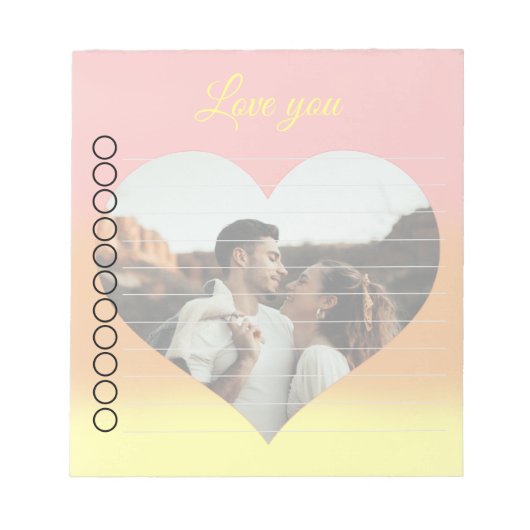 Foto Herz Romantischer Sonnenaufgang Notizblock (Vorderseite)