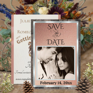 Foto & Herz - Roségold Save The Date