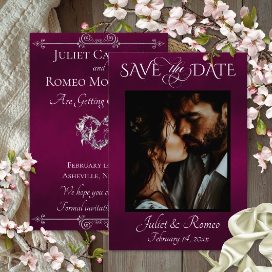 Foto & Herz Save the Date auf Pflaume
