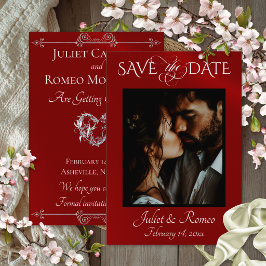 Foto & Herz Save-the-Date auf Rot Save The Date