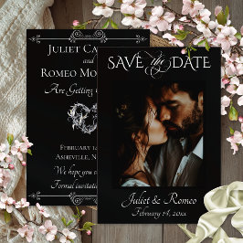 Foto & Herz Save the Date auf Schwarz