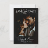 Foto & Herz Save the Date auf Schwarz (Vorderseite)