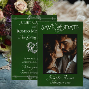 Foto & Herz Save-the-Date auf Smaragdgrün Save The Date