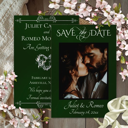 Foto & Herz Save the Date in Smaragd