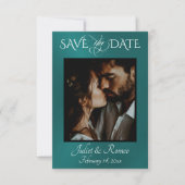 Foto & Herz Save the Date in Türkis (Vorderseite)
