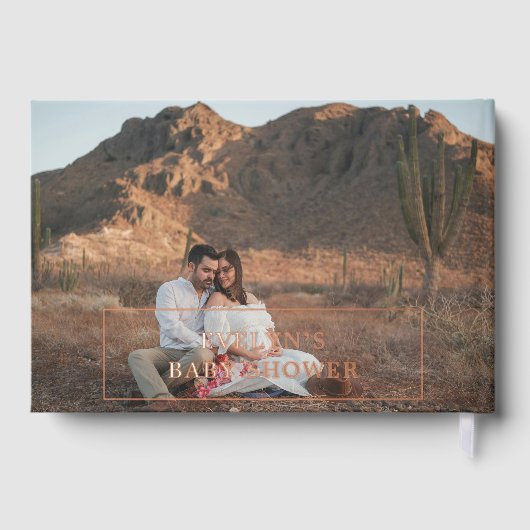 Foto Herz-Script Baby Dusche Rosa Gästebuch (Rückseite)