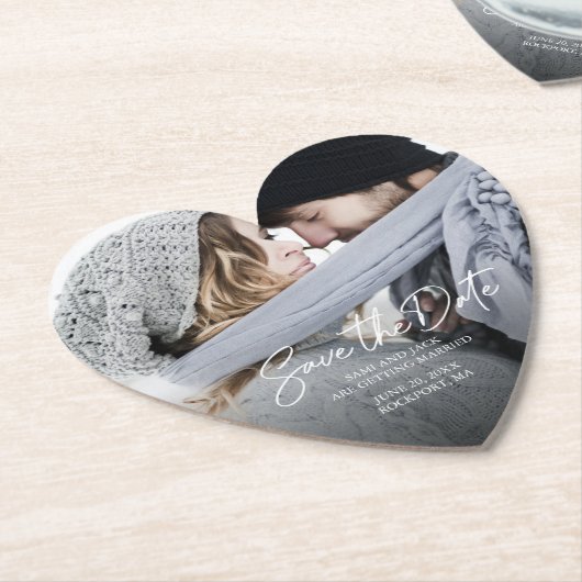 Foto Herzförmige Save the Date Untersetzer (angewinkelt)