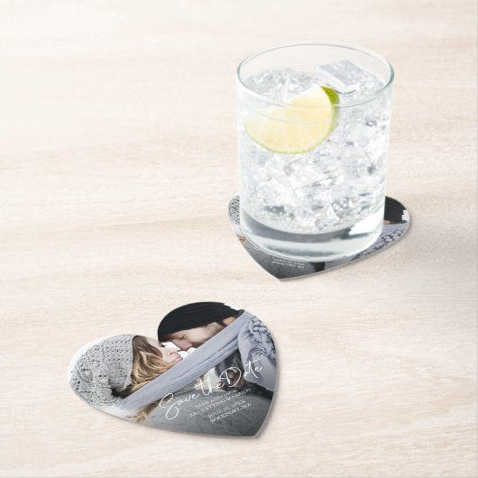 Foto Herzförmige Save the Date Untersetzer (Vor Ort)