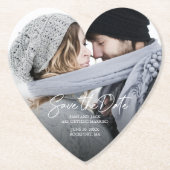 Foto Herzförmige Save the Date Untersetzer (Vorderseite)