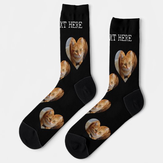 Foto Herzkranz Katze Familie Personalisiert Socken (Linkes Detail)