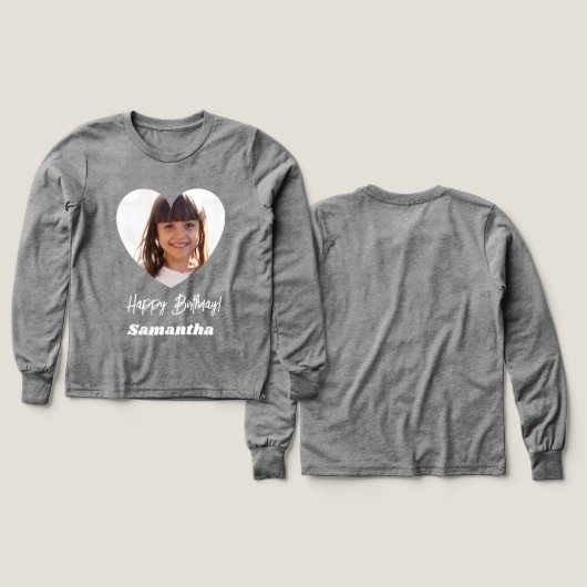 Foto Herzname Geburtstagsmädchen grau (Design Vorder- & Rückseite)