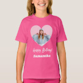 Foto Herzname Geburtstagsmädchen pink T-Shirt (Vorderseite)
